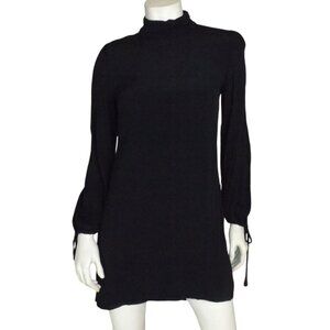 ELLIATT Mini Dress, S, Black, High Neck, Long sleeve/Drawstring cuff,Ultra short
